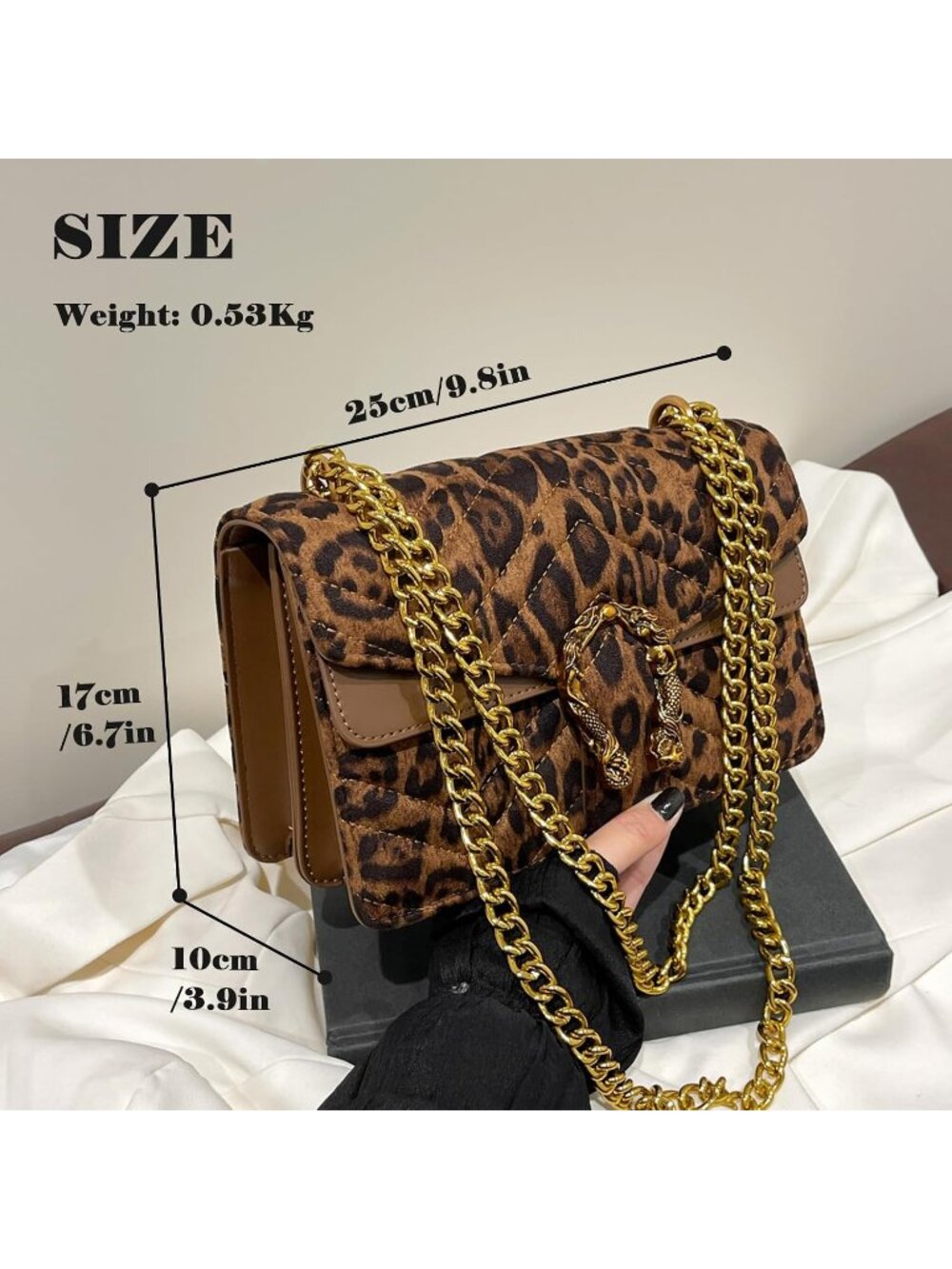 Women's Black Satchel Animal Print Shoulder Handbags Crossbody Casual Clutch - Picture 5 of 6